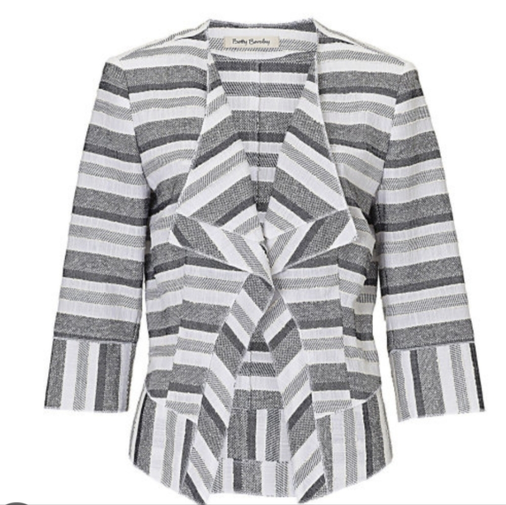 Betty Barclay women's textured stripes open front jacket size 10 - Picture 2 of 10